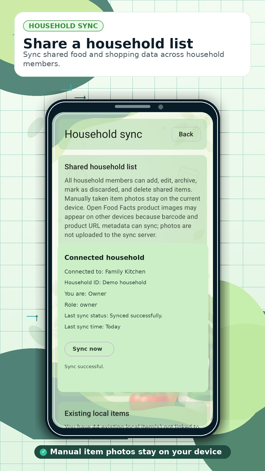 ExpiryMate household sync screen